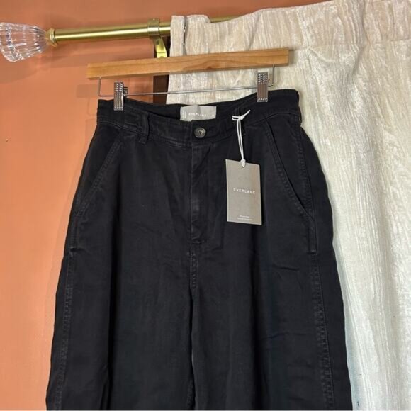 Everlane The TENCEL™ Relaxed Chino Pants Tapered Soft Slouchy Black NWT Size 0 - Picture 3 of 8